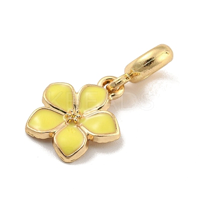 Rack Plating Alloy Enamel Flower European Dangle Charms FIND-B034-55G-04-1