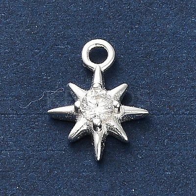 925 Sterling Silver Clear Cubic Zirconia 8-Pointed Star Charms STER-U009-06S-1