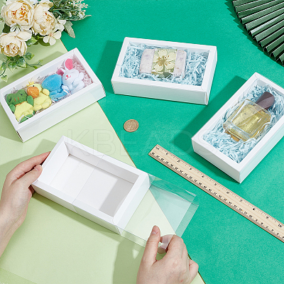 Foldable Creative Kraft Paper Drawer Boxes with Clear PVC Cover Sheet CON-WH0113-09B-1