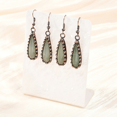 Brass Natural Mixed Stone Teardrop Dangle Earrings G-B149-15R-1