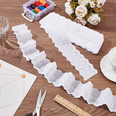 15 Yards Cotton Embroidery Hollow Flower Lace Trim OCOR-WH0003-047B-1