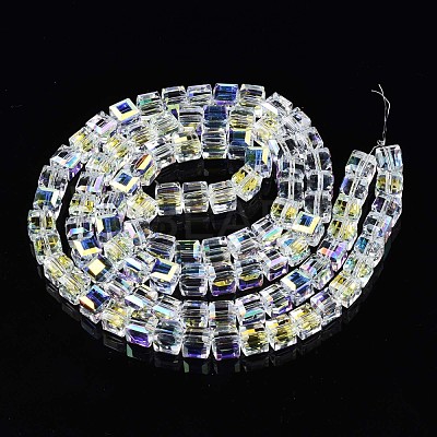 Electroplate Transparent Glass Beads Strands EGLA-N002-17C-B01-1