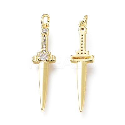Brass Micro Pave Clear Cubic Zirconia Pendants ZIRC-I048-16G-1