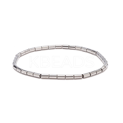Glass Column Beaded Stretch Bracelet for Women BJEW-JB08625-02-1