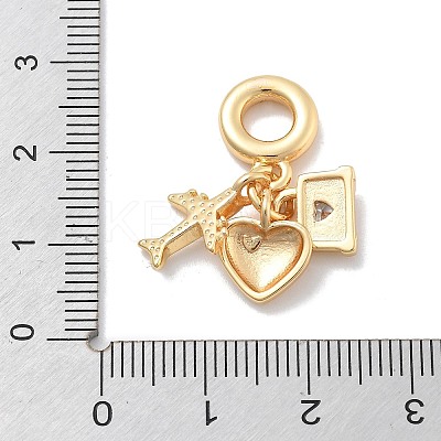 Brass Red Enamel European Dangle Charms KK-M305-19G-02-1