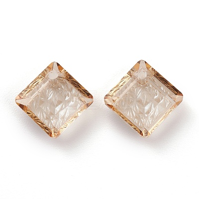 Embossed Glass Rhinestone Pendants GLAA-J101-03A-001GS-1