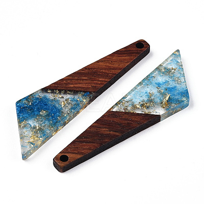 Transparent Resin & Walnut Wood Pendants RESI-N039-70H-1