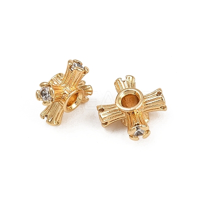 Brass Micro Pave Cubic Zirconia Beads KK-K407-11G-1