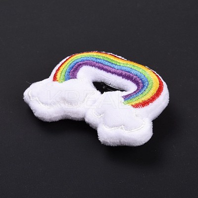 Rainbow with Cloud Cotton & Non-Woven Fabric Brooch JEWB-A003-01-1