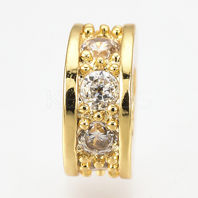 Brass Micro Pave Cubic Zirconia Beads ZIRC-Q013-141G-1