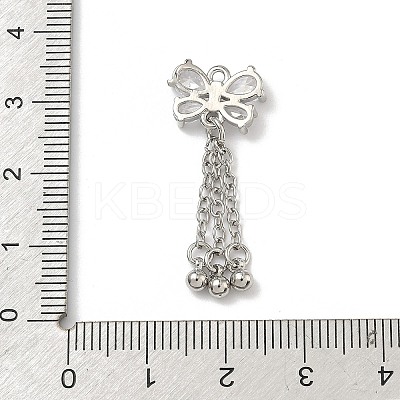 Brass Micro Pave Clear Cubic Zirconia Pendants KK-D228-02P-01-1