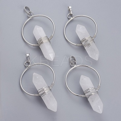 Natural Quartz Crystal Double Terminated Pointed Pendants G-G771-A07-1