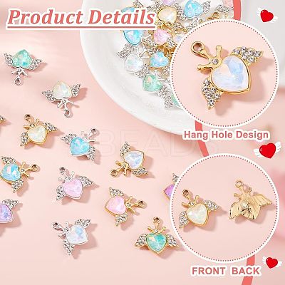 40Pcs 2 Colors UV Plating Alloy Mixed Color Glass Rhinestone Pendants FIND-PH0021-94-1