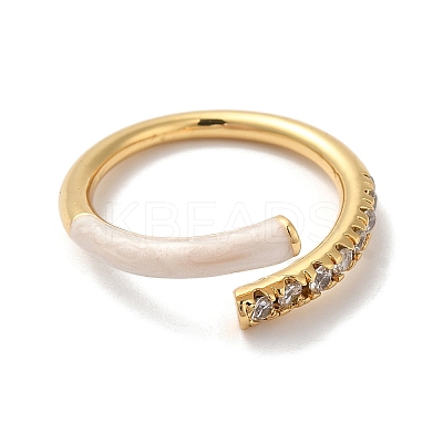 Rack Plating Brass Cubic Zirconia Open Cuff Rings for Women RJEW-S407-04F-1