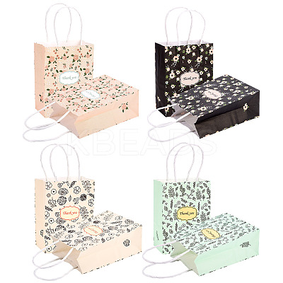 8Pcs 4 Styles Flower Paper Gift Tote Bags ABAG-TA0001-47-1