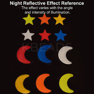 8 Sets 2 Style Star & Moon PET Safety Reflector Strips Adhesive Stickers AJEW-GF0003-95-1