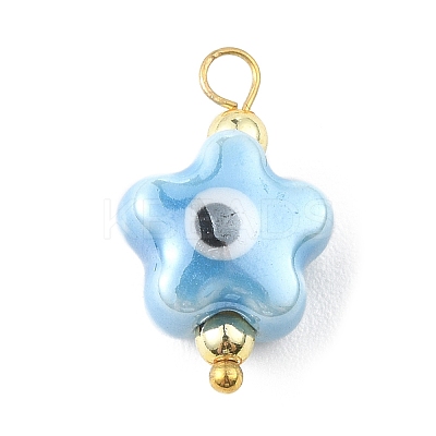 Star Shaped Evil Eye Glazed Porcelain Pendants PALLOY-JF02213-1
