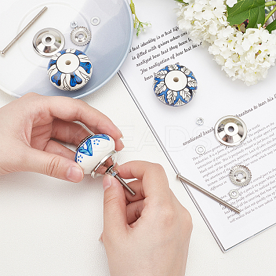 6Pcs 3 Styles Printing Porcelain Drawer Knobs FIND-GA0001-29B-1