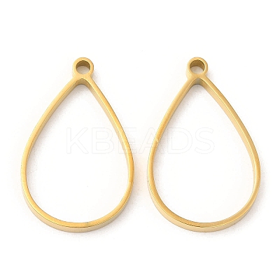 304 Stainless Steel Open Back Bezel Teardrop Pendants STAS-Z040-11B-G-1