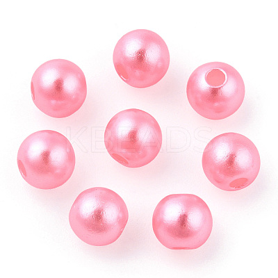 Spray Painted ABS Plastic Imitation Pearl Beads OACR-T015-05B-16-1