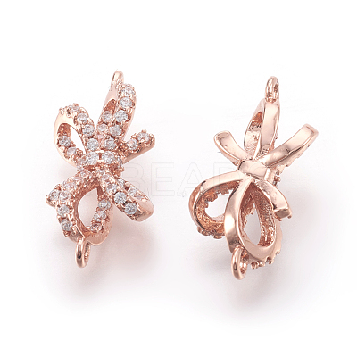 Eco-Friendly Brass Micro Pave Cubic Zirconia Links KK-F774-14RG-NR-1