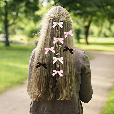 30Pcs 3 Colors Bowknot Polyester Alligator Hair Clips AJEW-CP0008-38-1