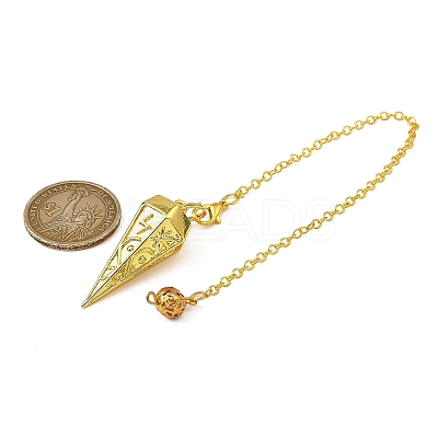 Rack Plating Brass Cone Dowsing Pendulum Pendants AJEW-G064-01G-1