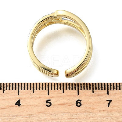 Brass Micro Pave Cubic Zirconia Open Cuff Rings RJEW-D313-11PG-1