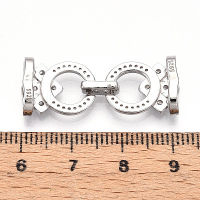 925 Sterling Silver Micro Pave Clear Cubic Zirconia Fold Over Clasps STER-T008-01P-1