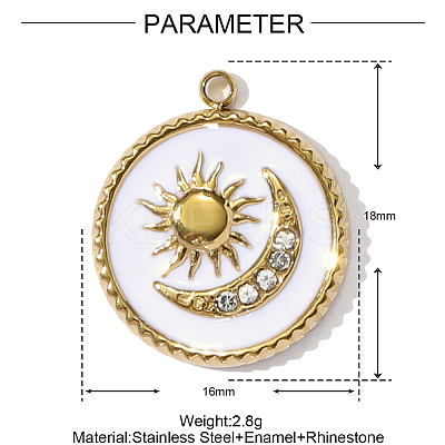 304 Stainless Steel Enamel Pendants STAS-OY002-03G-1