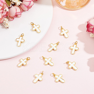 10Pcs Brass Enamel Pendants KK-BBC0029-22-1
