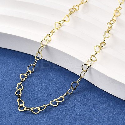 Brass Heart Link Chain Necklaces NJEW-M108-33G-1
