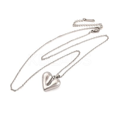 Non-Tarnish 304 Stainless Steel Heart Pendant Necklaces for Women LS-EJEW-Z044-01P-1