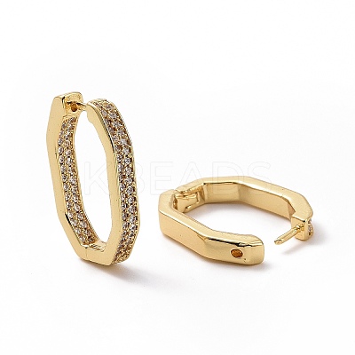 Clear Cubic Zirconia Oval Hoop Earrings EJEW-I280-07G-1