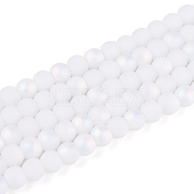 Frosted Opaque Glass Beads Strands GLAA-T032-P4mm-MBB02-1