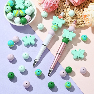 Round & Butterfly Silicone Focal Beads SIL-YW0001-35-1