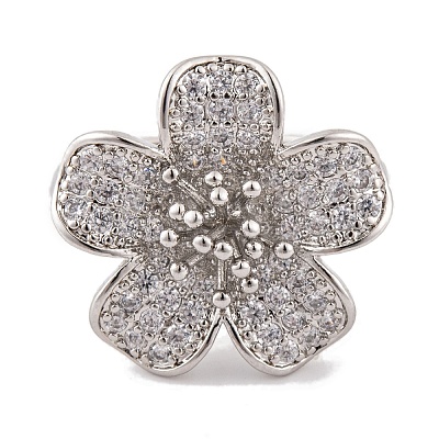 Brass Micro Pave Cubic Zirconia Rings KK-K367-09P-1