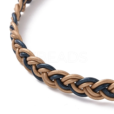Cowhide Leather Braided Twist Rope Choker Necklace with Brass Clasp for Women NJEW-JN04167-1