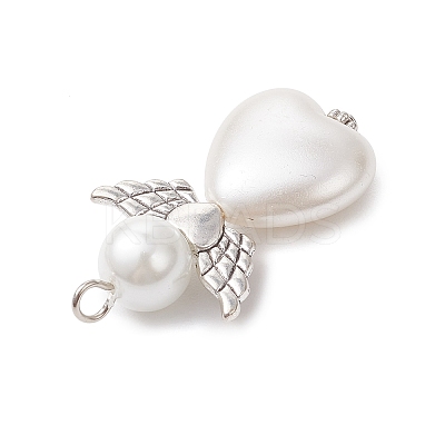 4Pcs 4 Styles ABS Plastic Imitation Pearl & Glass Pearl Pendants PALLOY-JF04039-1