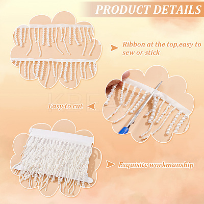 Resin Imitation Pearl Beaded Handicraft Tassel Fringe Trimming DIY-BC0009-87A-1