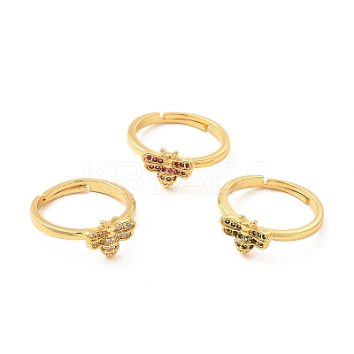 Cubic Zirconia Honeybee Adjustable Ring RJEW-D076-05G-1