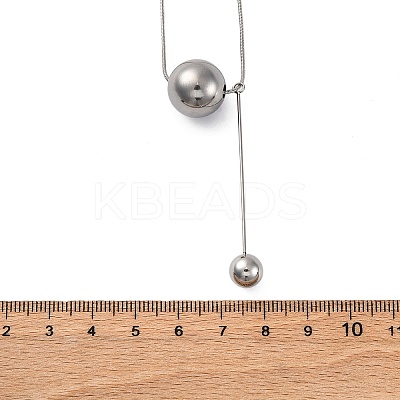 304 Stainless Steel Round Ball Pendant Snake Chain Necklaces LS-NJEW-U028-03P-1