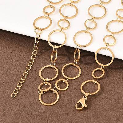 304 Stainless Steel 6MM and 10MM Ring Link Chain Necklaces NJEW-P343-02A-G-1