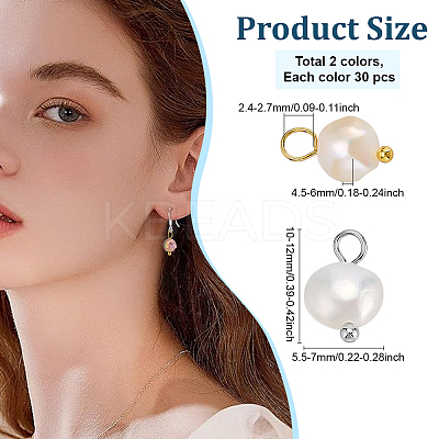 60Pcs 2 Colors Natural Cultured Freshwater Pearl Two Sides Polished Charms PEAR-ME0001-03-1