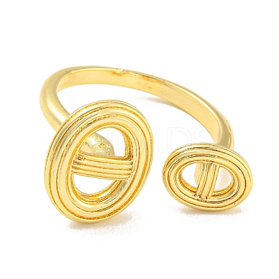 Rack Plating Brass Hollow Oval Open Cuff Rings RJEW-Q784-17G-1