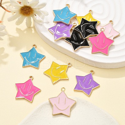 12Pcs 6 Colors Alloy Enamel Pendants ENAM-FP0001-75-1