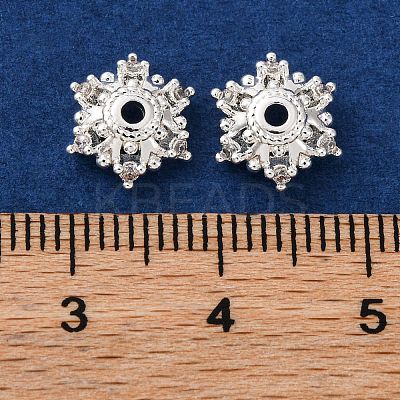 Brass Micro Pave Clear Cubic Zirconia Bead Caps KK-K378-47B-S-1
