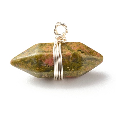 Natural & Synthetic Mixed Stone Double Terminated Pointed Pendants PALLOY-JF01247-02-1