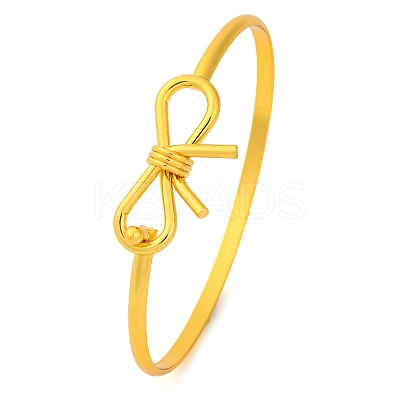 Bowknot Brass Plain Bangles for Women BJEW-F477-06G-1