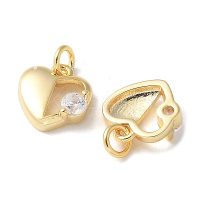Brass Micro Pave Clear Cubic Zirconia Pendants KK-Q031-44G-06-1